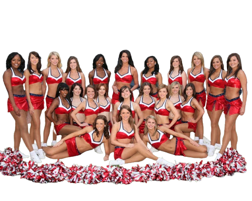 ATL/MS Braves Diamond Dancers squad photo in red and white uniforms